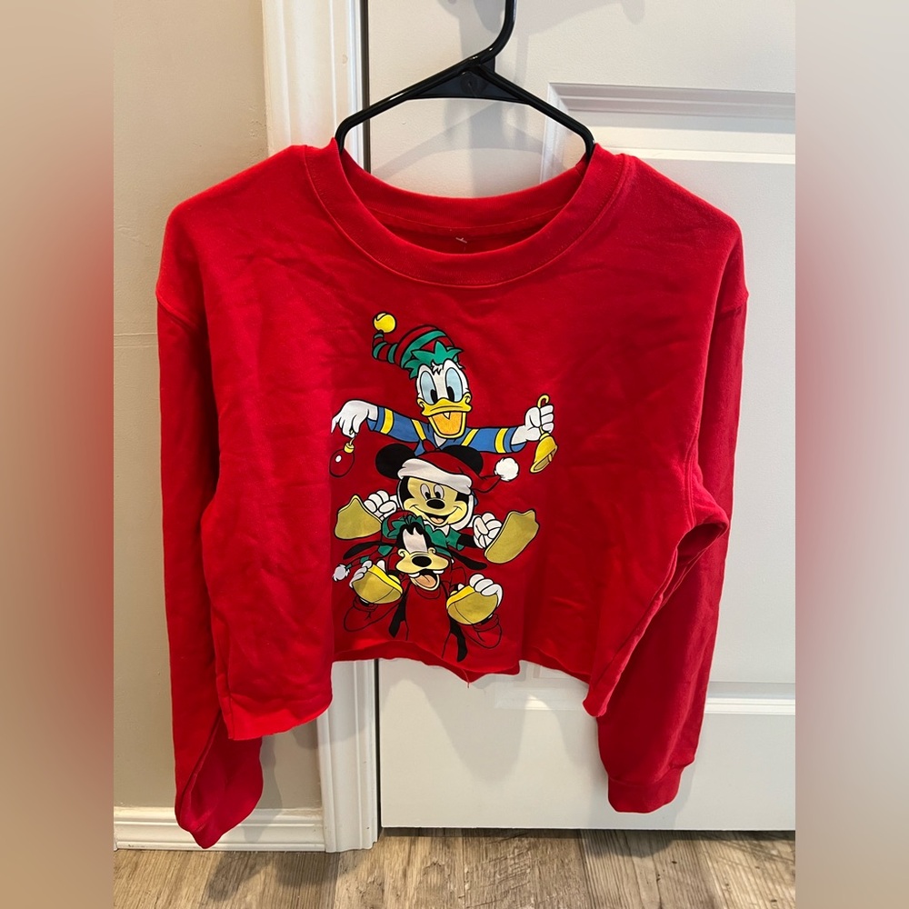LIMITED EDITION Disney Mickey & Friend’s Red Christmas Crop Sweatshirt